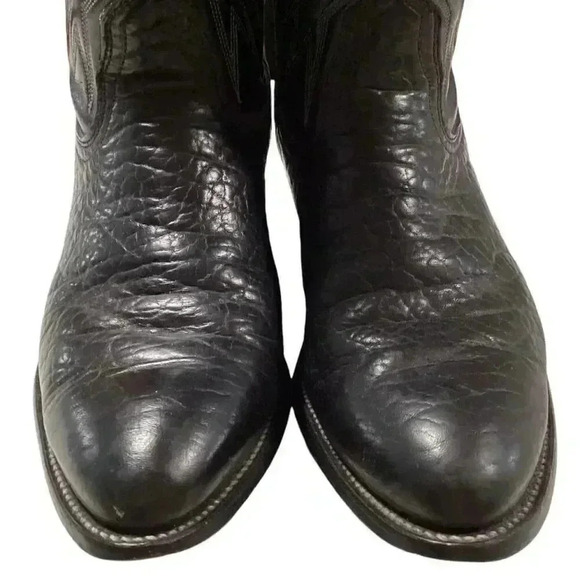 Custom Leather Western Cowboy Boots Men 10 D Black Embroidered Classic Vintage main image 8